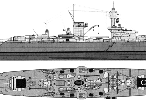 Корабль DKM Deutschland [Pocket Battleship] (1937) - чертежи, габариты, рисунки